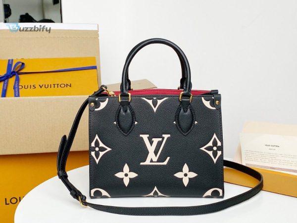 Louis Vuitton Onthego Pm Tote Bag Monogram Empreinte Blackbeige For Women Womens Handbags Shoulder And Crossbody Bags 9.8In25cm Lv M45659