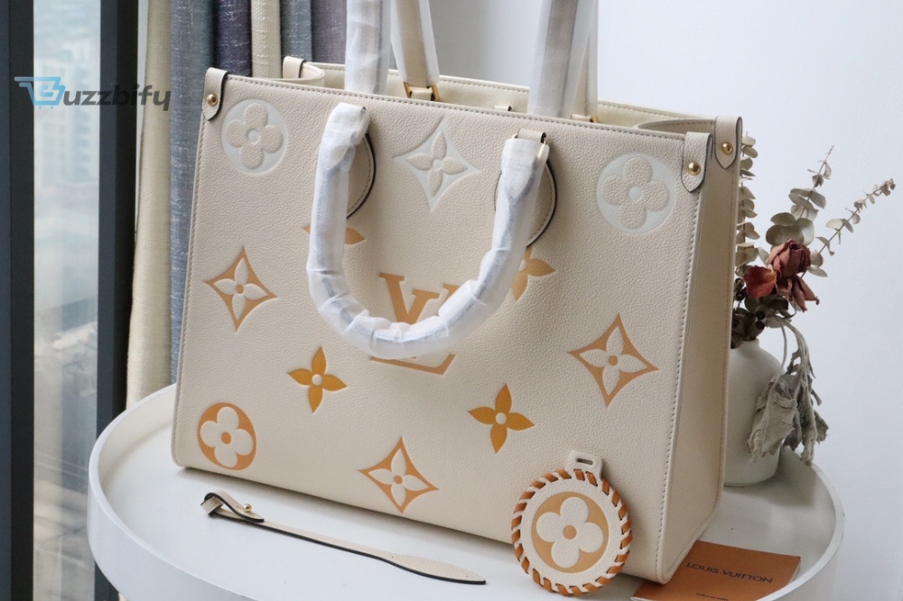 Louis Vuitton OnTheGo MM Tote Bag Monogram Empreinte Cream For The Pool Collection, Women’s Handbags 13.8in/35cm LV M45717
