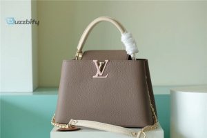 Louis Vuitton Capucines Mm Taurillon Smokey Brown Green Creme Pink For Women Womens Bags Shoulder And Crossbody Bags 12.4In31.5Cm Lv M59516