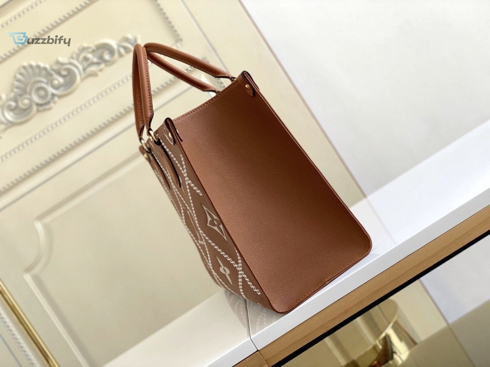 Louis Vuitton Onthego MM Tote Bag Monogram Empreinte Arizona Brown For Women, Women Handbags, Shoulder Bags And Crossbody Bags 13.8in/35cm LV M46015
