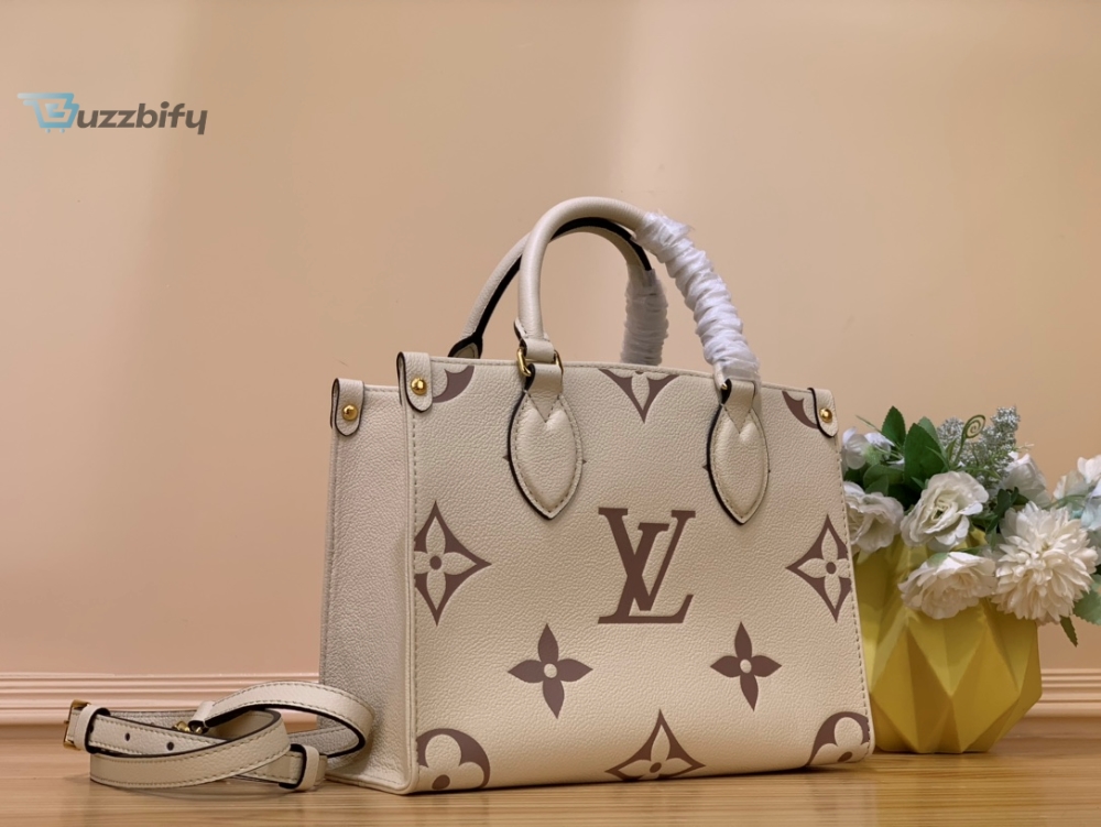 Louis Vuitton On The Go PM Bag Monogram Empreinte 9.8in/25cm Beige LV

