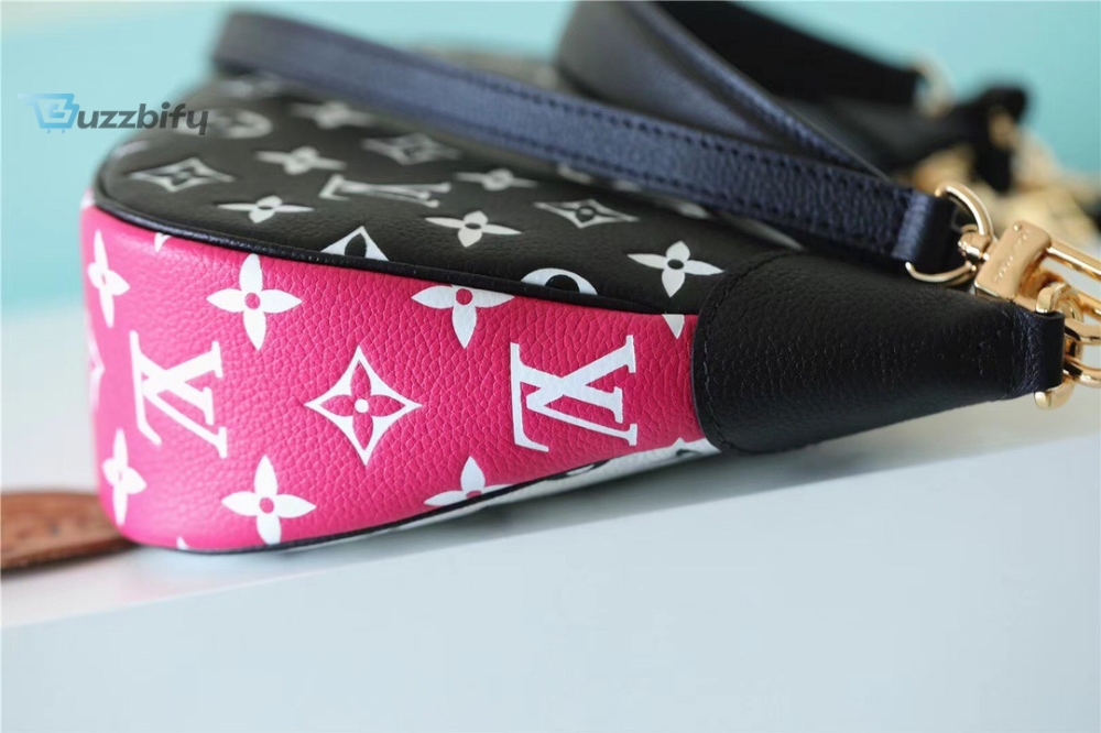 Louis Vuitton Bagatelle Monogram Empreinte Black / White / Pink For Women, Women’s Handbags, Shoulder And Crossbody Bags 22cm/8.7in LV M46091
