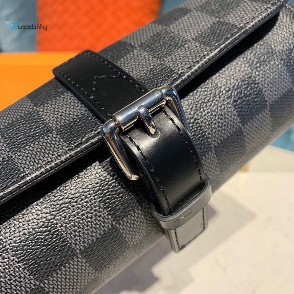 Louis Vuitton 3 Watch Case Damier Graphite Canvas For Men, Men’s Bags, Travel Bags 7.9in/20cm LV N41137