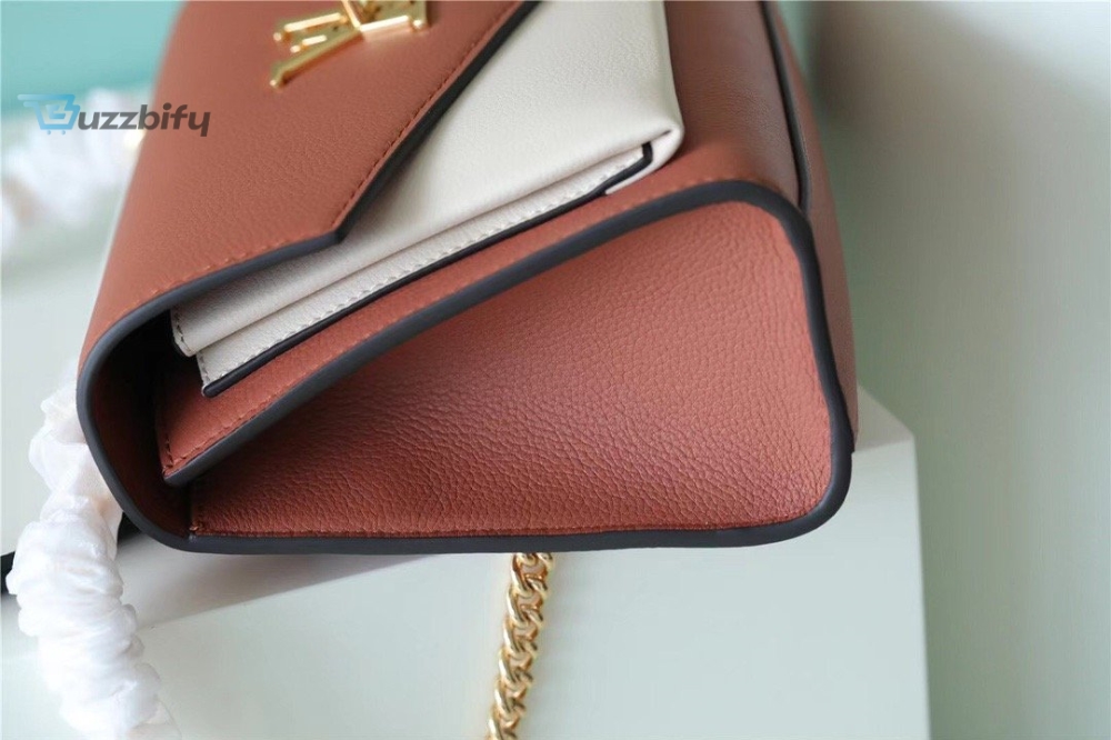 Louis Vuitton Mylockme Chain Bag Brown/ Quartz White For Women, Women’s Handbags, Shoulder and Crossbody Bags 8.9in/22.5cm LV
