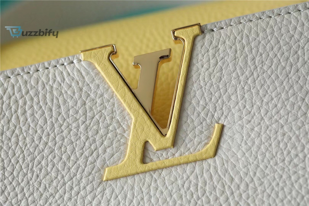 Louis Vuitton Capucines Mm Taurillon Creme Beige Plume Yellow Berlingot For Women Womens Bags Shoulder And Crossbody Bags 12.4In31.5Cm Lv M59883