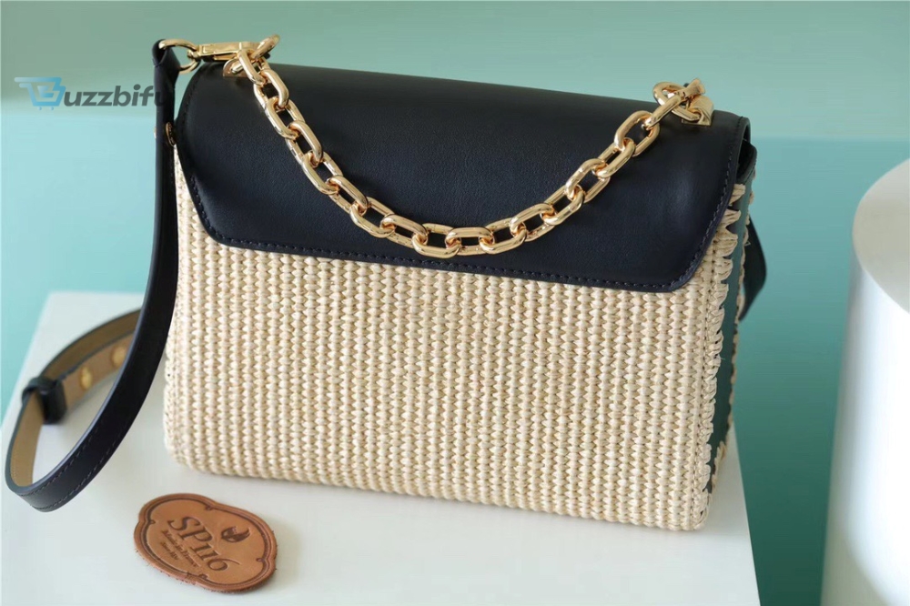 Louis Vuitton Twist Mm Raffia Black For Women Womens Handbags Shoulder And Crossbody Bags 9.1In23cm Lv