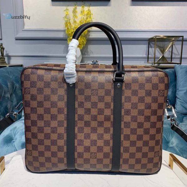 louis vuitton porte documents voyage pm damier ebene canvas for women womens handbags shoulder and crossbody bags 146in37cm lv n41466 buzzbify 1 3