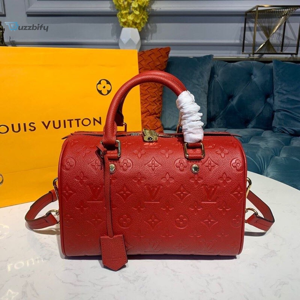 Louis Vuitton Speedy Bandouliere 25 Monogram Empreinte Cherry Red For Women Womens Handbags Shoulder And Crossbody Bags 9.8In25cm Lv