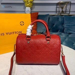 louis vuitton speedy bandouliere 25 monogram empreinte cherry red for women womens handbags shoulder and crossbody bags 98in25cm lv buzzbify 1 2