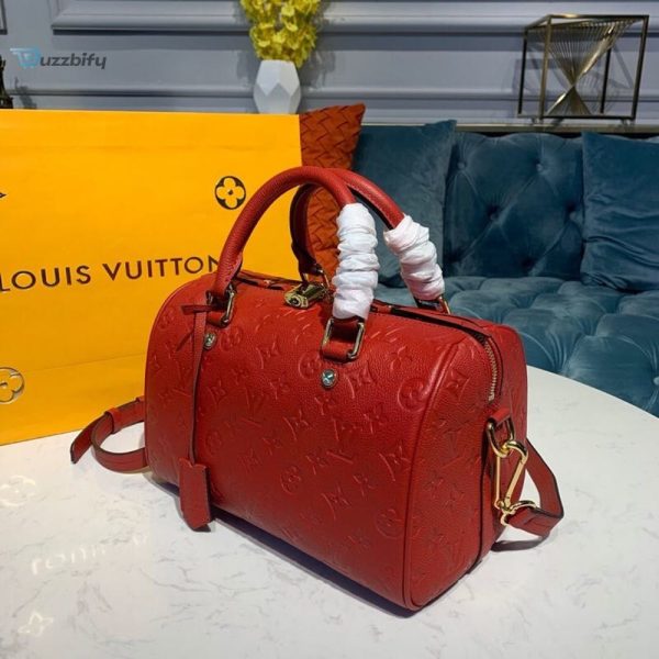 louis vuitton speedy bandouliere 25 monogram empreinte cherry red for women womens handbags shoulder and crossbody bags 98in25cm lv buzzbify 1 3