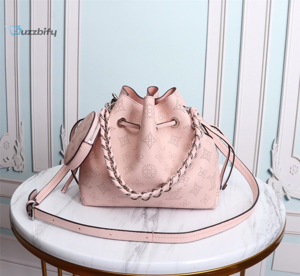 Louis Vuitton Bella Bucket Bag Mahina Magnolia Pink For Women, Women’s Handbags, Shoulder And Crossbody Bags 7.5in/22cm LV M57068
