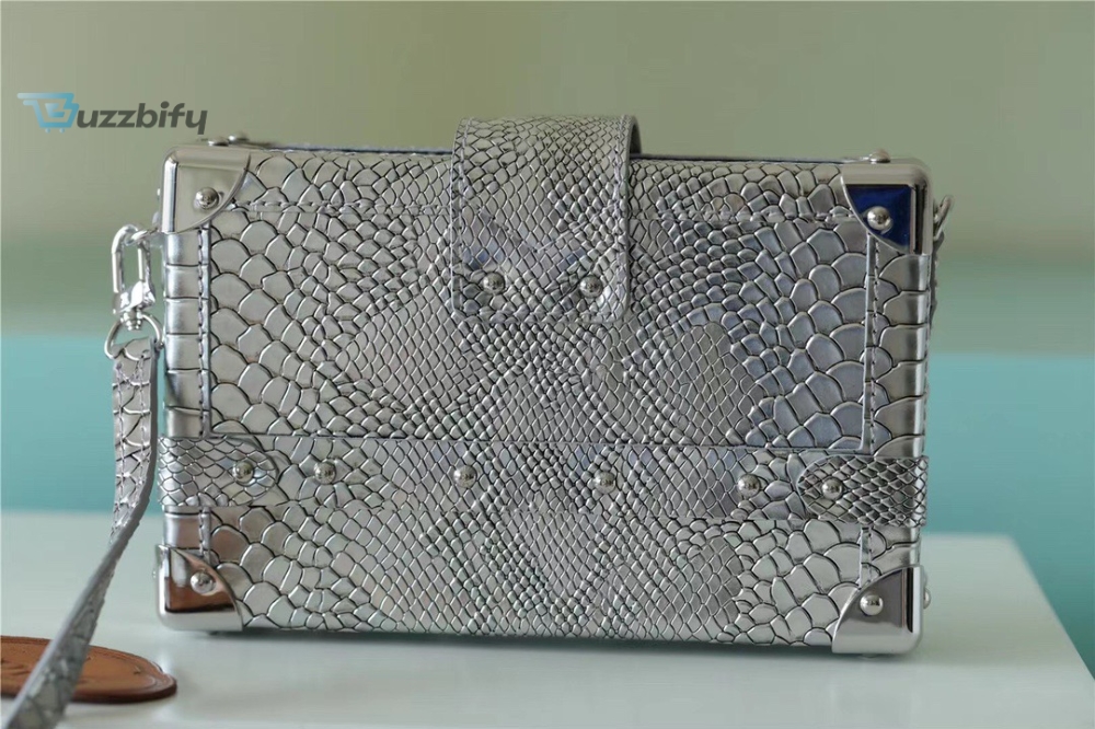 Louis Vuitton Petite Malle High Shiny Alligator Silver For Women Womens Handbags Shoulder And Crossbody Bags 7.9In20cm Lv