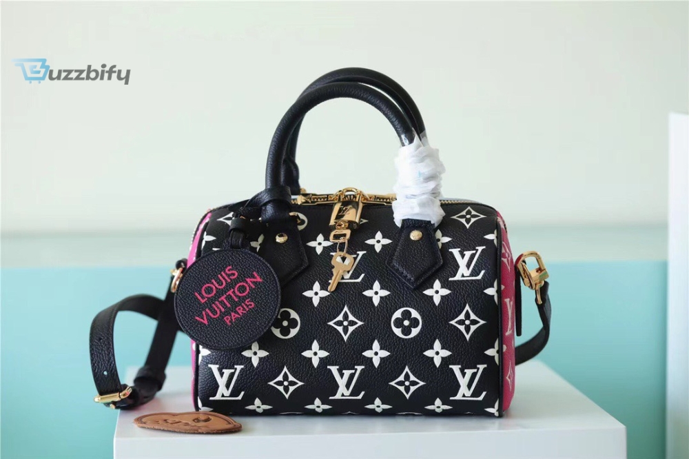 louis vuitton speedy bandouliere 20 monogram empreinte black white pink for women womens handbags shoulder and crossbody bags 205cm81in lv m46088 buzzbify 1