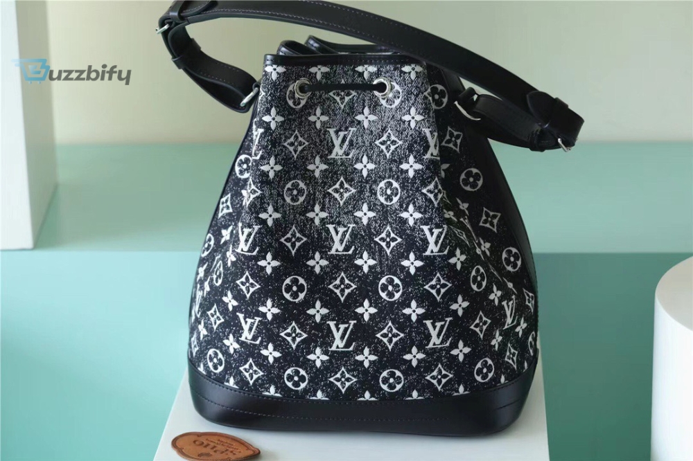 Louis Vuitton Petit Noe Monogram Jacquard Denim Black For Women Womens Handbags Shoulder And Crossbody Bags 11.2In28.5Cm Lv