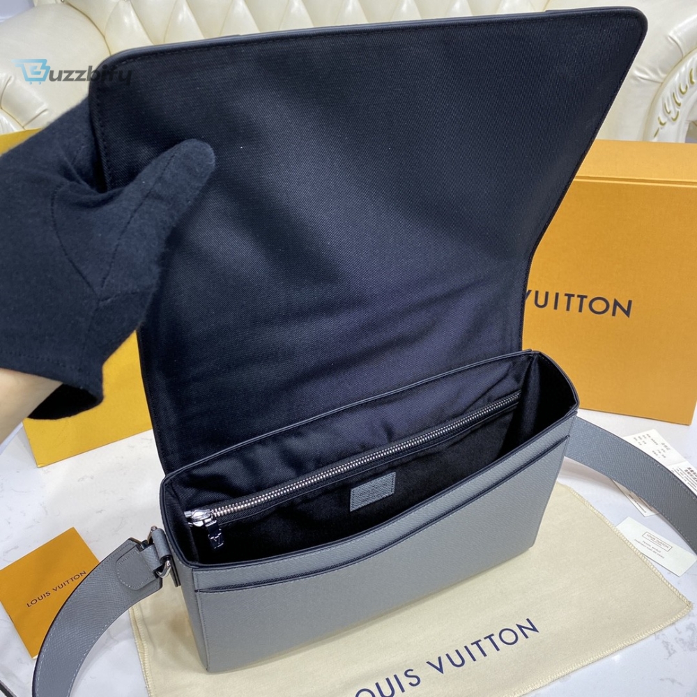 Louis Vuitton New Flap Messenger Bag Taiga Grey For Men Mens Bags Shoulder And Crossbody Bags 11.1In28.3Cm Lv