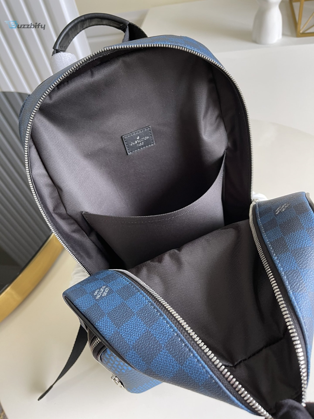 Louis Vuitton Campus Backpack Damier Graphite 3D Canvas Blue For Men Mens Bags 39Cm Lv N50008