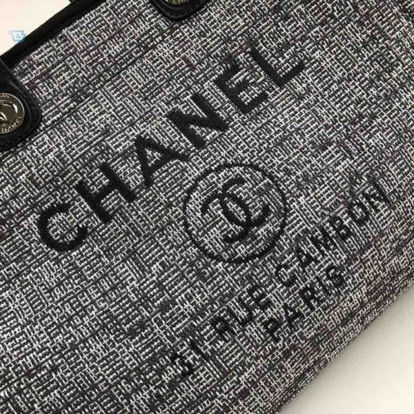 chanel deauville tote raffia canvas bag blackwhite for women 149in38cm buzzbify 1 6