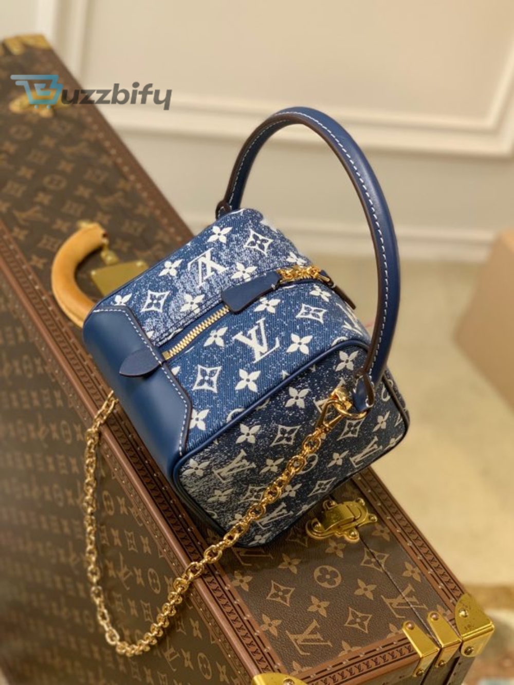 Louis Vuitton Square Bag Denim Jacquard Blue By Nicolas Ghesquiere For Women, Women’s Bags 6.3in/16cm LV M59611

