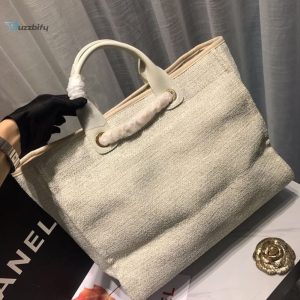 chanel deauville tote tweed canvas bag fallwinter collection beigecreamgoldmulti for women 15in38cm buzzbify 1 6