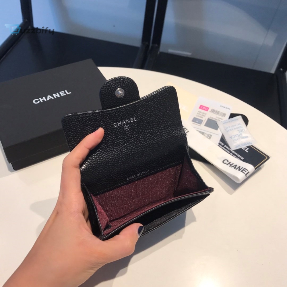 Chanel Classic Card Holder Silver Hardware Black For Women, Women’s Wallet 4.5in/11.5cm

