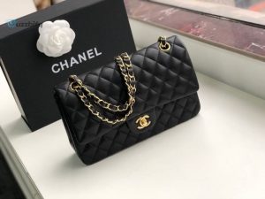 Chanel Classic Handbag Gold Toned Hardware Black For Women Womens Bags Shoulder And Crossbody Bags 10.2In26cm A01112