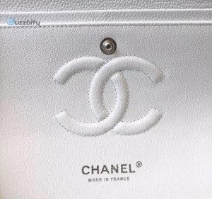 chanel classic medium flapbag silver hardware white 10in255cm buzzbify 1 4