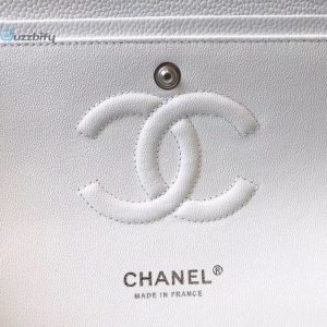 chanel hoop classic medium flapbag silver hardware white 10in255cm buzzbify 1 4