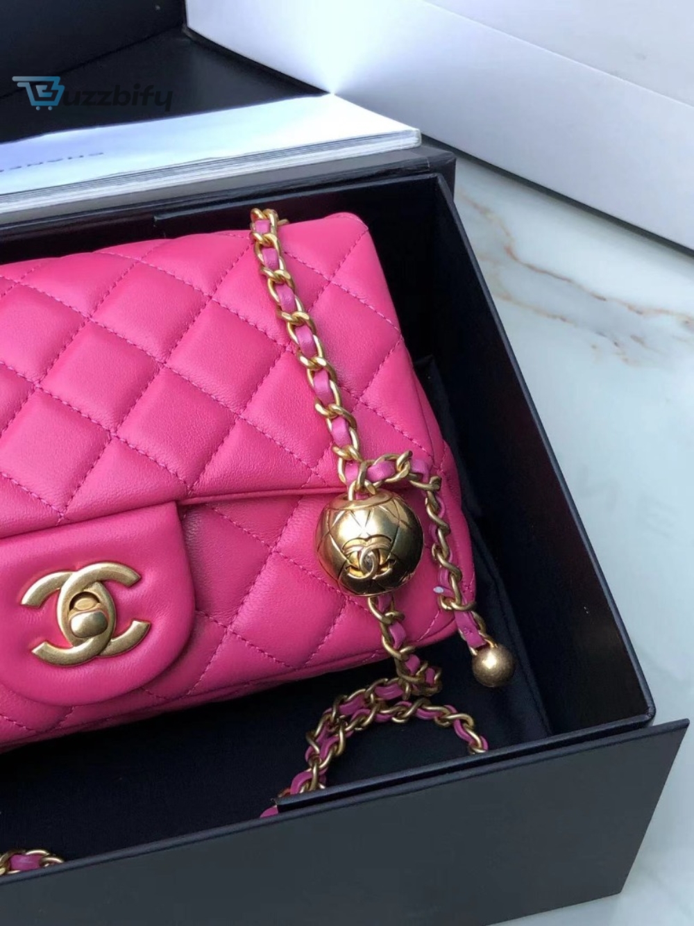 Chanel Flap Bag With CC Ball On Strap Pink For Women, Women’s Handbags, Shoulder And Crossbody Bags 7.8in/20cm AS1787
