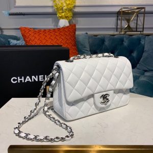 chanel small classic handbag silver hardware white for women womens bags shoulder and crossbody bags 78in20cm a01113 buzzbify 1 4
