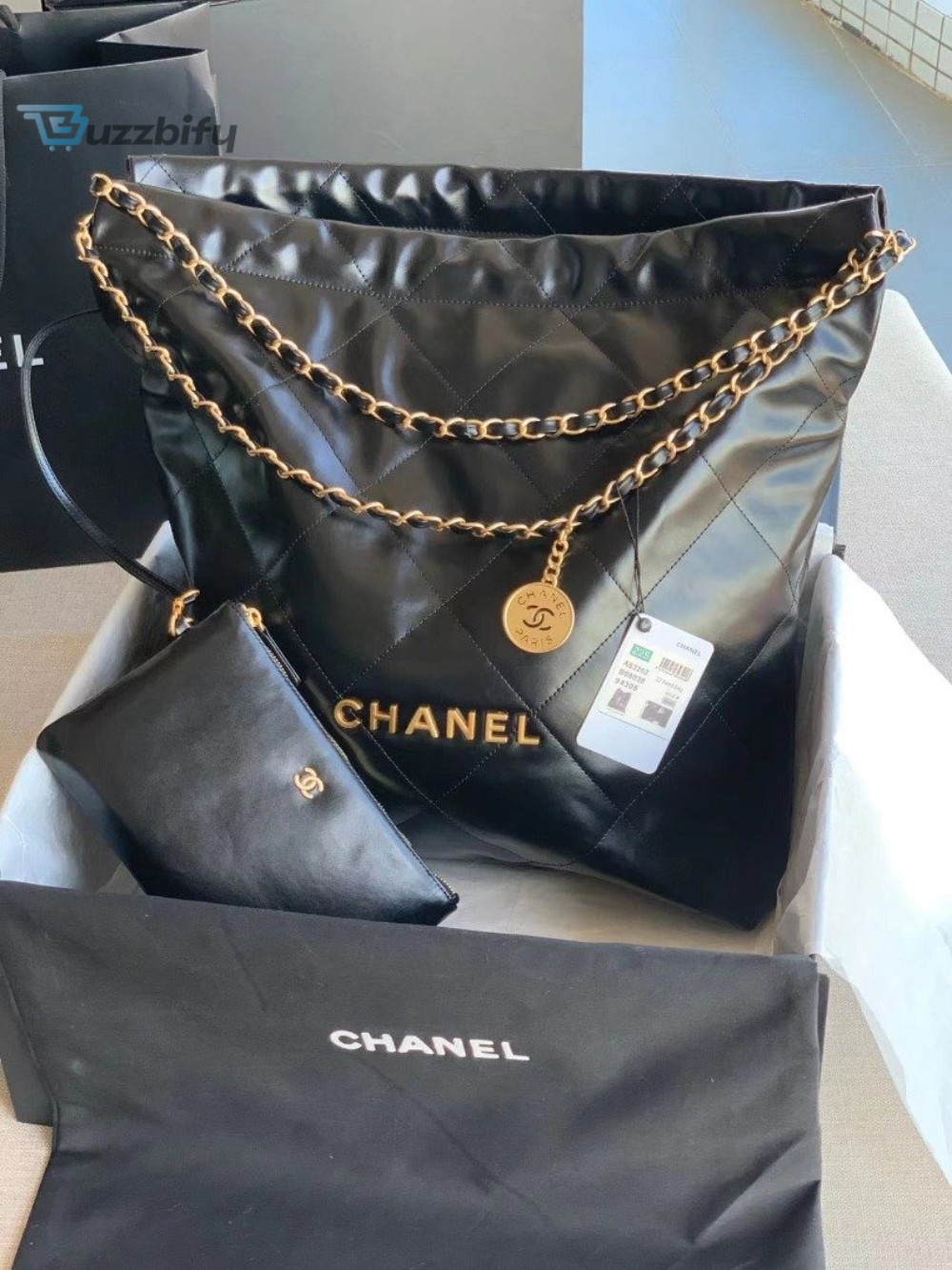 Chanel 22 Handbag Black For Women 16.4In42cm As3261 B08872 94305