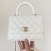 chanel Calfskin mini flap bag top handle white for women 75in19cm buzzbify 1