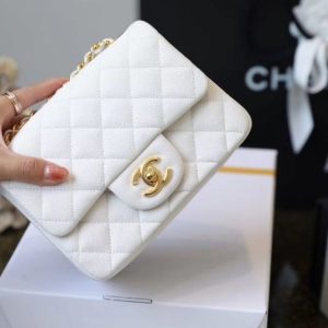 chanel classic mini flap bag golden hardware white for women 66in17cm a35200 buzzbify 1 2