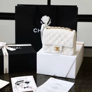 chanel classic mini flap bag golden hardware white for women 66in17cm a35200 buzzbify 1 3