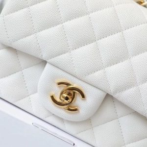 chanel classic mini flap bag golden hardware white for women 66in17cm a35200 buzzbify 1 5