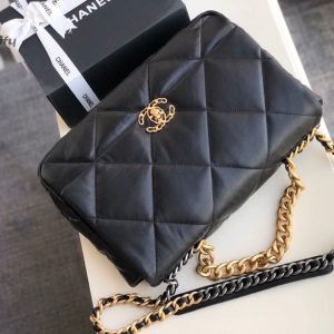chanel 19 maxi handbag black for women womens bags shoulder and crossbody bags 14in36cm as1162 b04852 94305 buzzbify 1 3