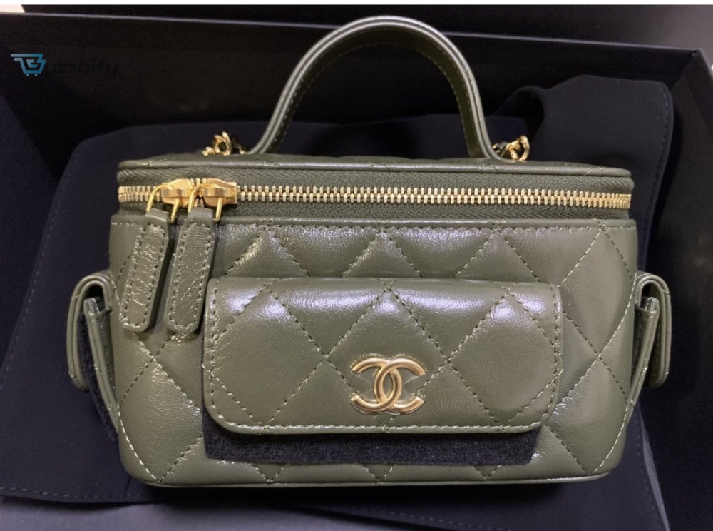 Chanel Vanity Bag With Strap Dark Green For Women Womens Bags 6.6In17cm