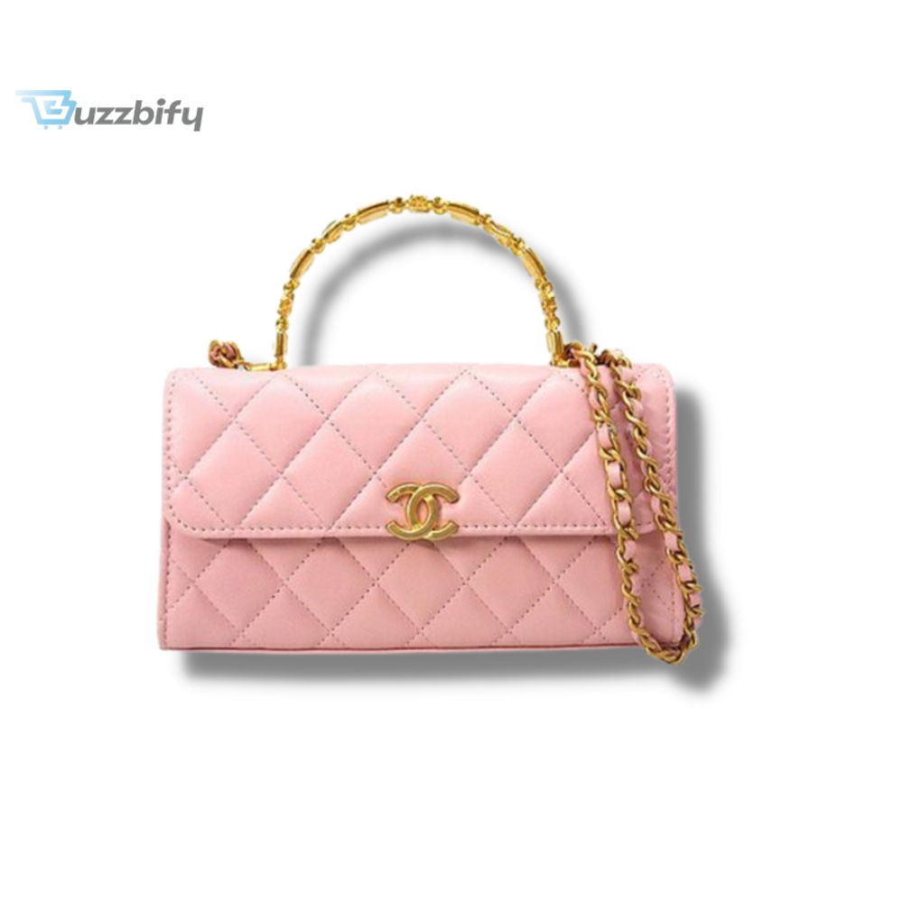 Chanel Shoulder Bag Pink With Matelasse Coco Mark Handle For Women 18 Cm 7 Inches  H063060