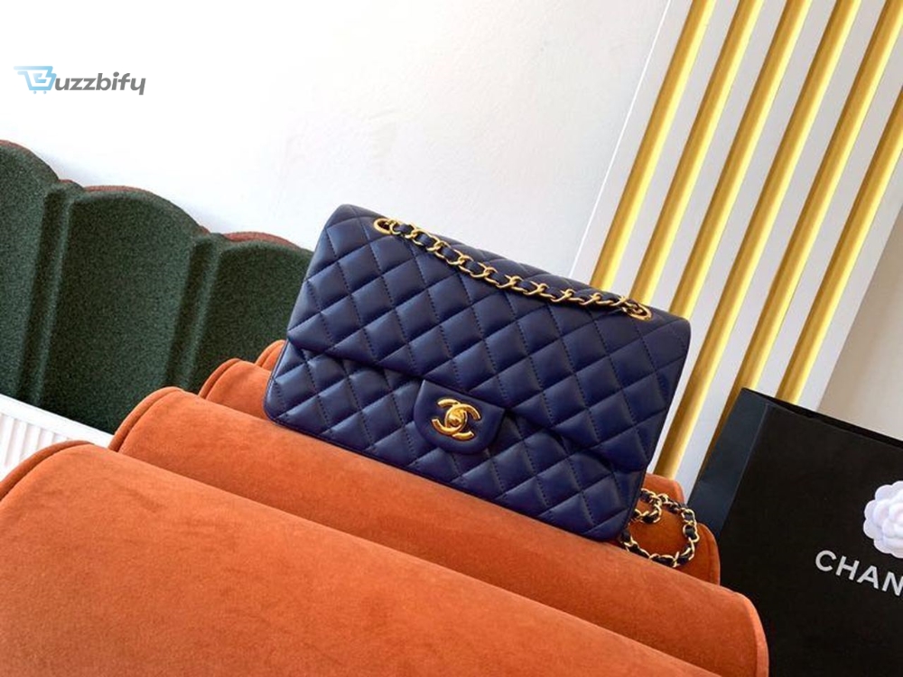 Chanel Classic Handbag Navy Blue For Women 9.9In25.5Cm A01112
