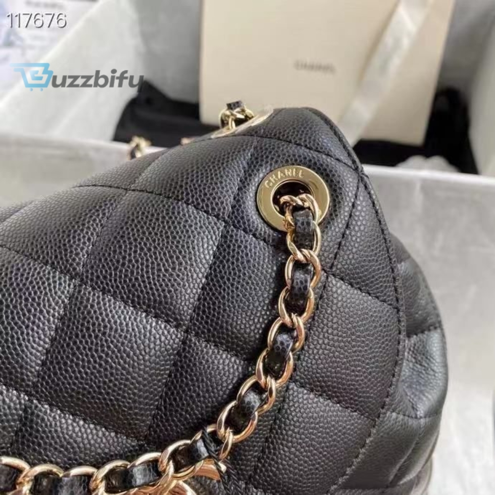 Chanel Duma Backpack Gold Toned Hardware Black For Women Womens Bags Shoulder Bags 9.4In24cm As1371
