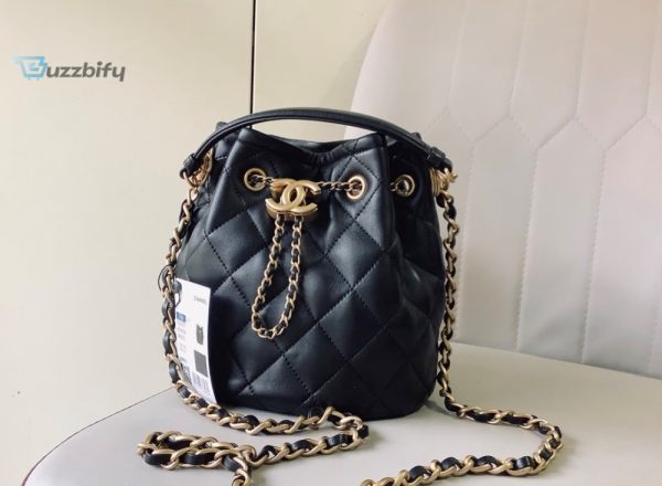 chanel Pre-Owned classic bucket bag gold toned hardware black for women 78in20cm buzzbify 1 3