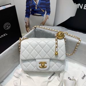 chanel mini flap bag with cc ball on strap white for women womens handbags shoulder and crossbody bags 67in17cm as1786 buzzbify 1