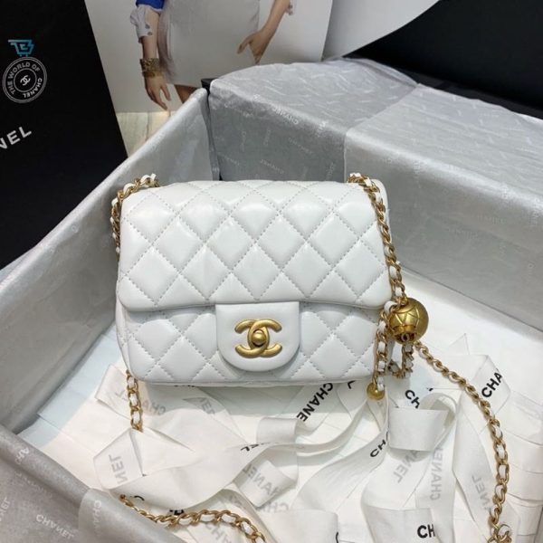 chanel mini flap bag with cc ball on strap white for women womens handbags shoulder and crossbody bags 67in17cm as1786 buzzbify 1 3