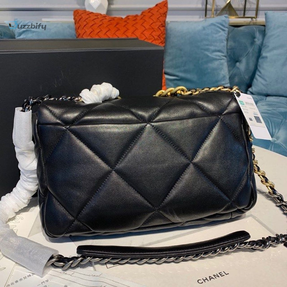 Chanel 19 Flap Bag 30Cm Goatskin Leather Springsummer Act 1 Collection Black