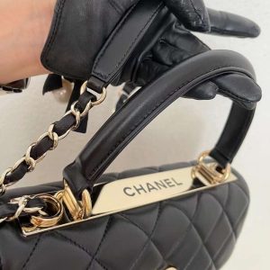 chanel classic flap bag gold toned hardware black 98in25cm buzzbify 1 2