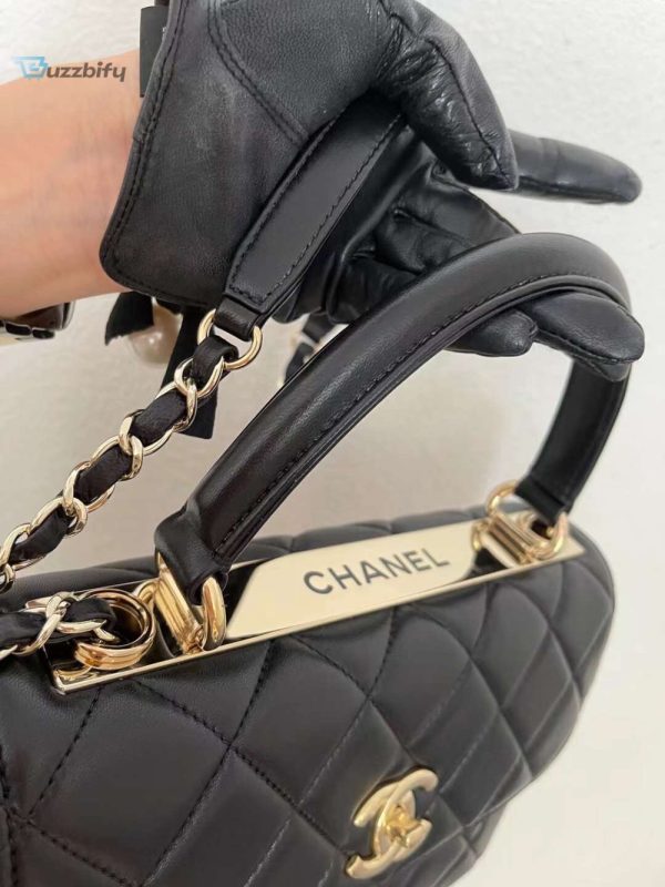 chanel classic flap bag gold toned hardware black 98in25cm buzzbify 1 2