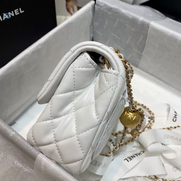 chanel mini flap bag with cc ball on strap white for women womens handbags shoulder and crossbody bags 67in17cm as1786 buzzbify 1 6