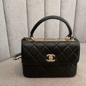 chanel classic flap bag gold toned hardware black 98in25cm buzzbify 1 8