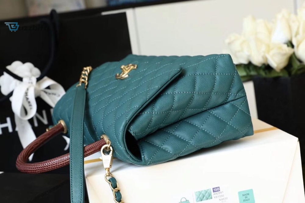 Chanel Large Flap Bag With Top Handle Teal For Women, Women’s Handbags, Shoulder And Crossbody Bags 11in/28cm A92991
