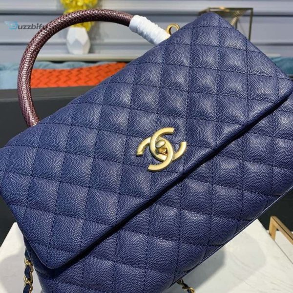 chanel large flap bag with top handle blue for women womens handbags shoulder and crossbody bags 11in28cm a92991 buzzbify 1 4