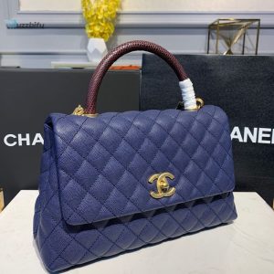 chanel large flap bag with top handle blue for women womens handbags shoulder and crossbody bags 11in28cm a92991 buzzbify 1 6